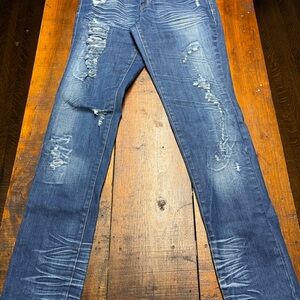 ZD Distressed Blue Skinny Jeans, Woman Size 11
